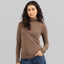 JJXX Womens Nova Long Sleeve High Neck T-Shirt Brown Lentil