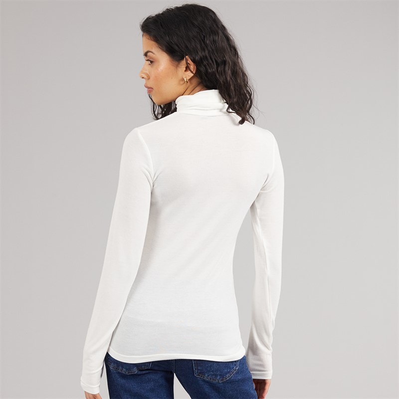 JJXX Womens Nova Long Sleeve High Neck T-Shirt Vanilla Ice - Image 2