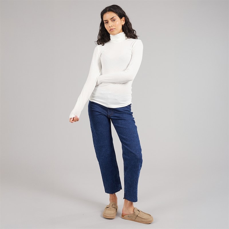 JJXX Womens Nova Long Sleeve High Neck T-Shirt Vanilla Ice - Image 3