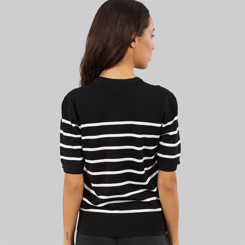 JJXX Womens Layla Knitted T-Shirt Blackstripes/Vanilla Ice Blackstripes:/Vanilla Ice - Image 2