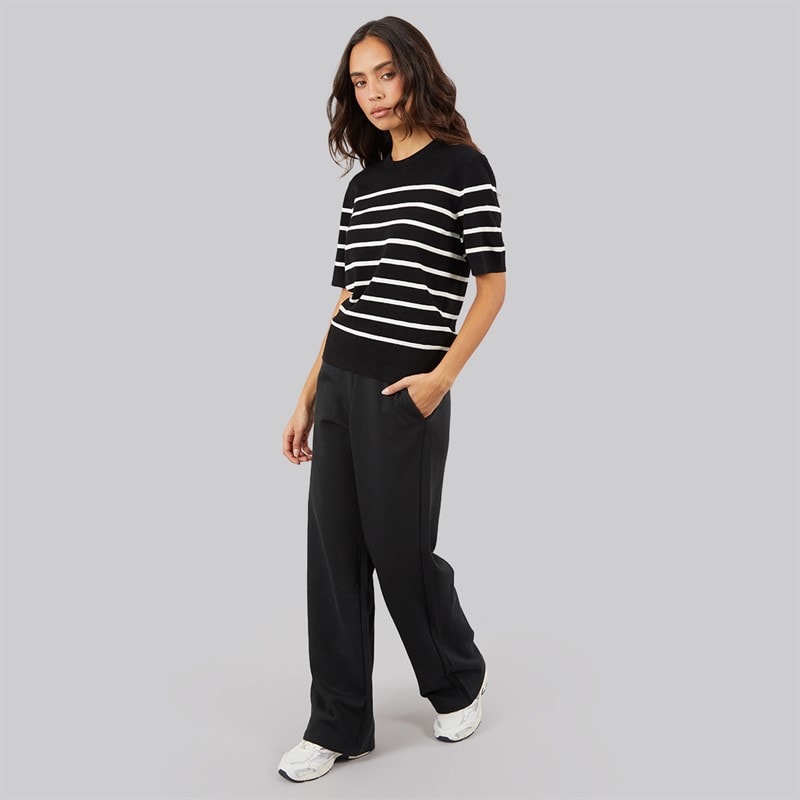 JJXX Womens Layla Knitted T-Shirt Blackstripes/Vanilla Ice Blackstripes:/Vanilla Ice - Image 3