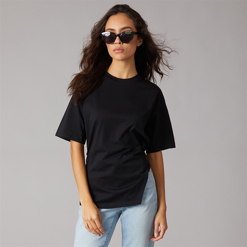 JJXX Womens Annabell Asymmetric T-Shirt Black - Image 3