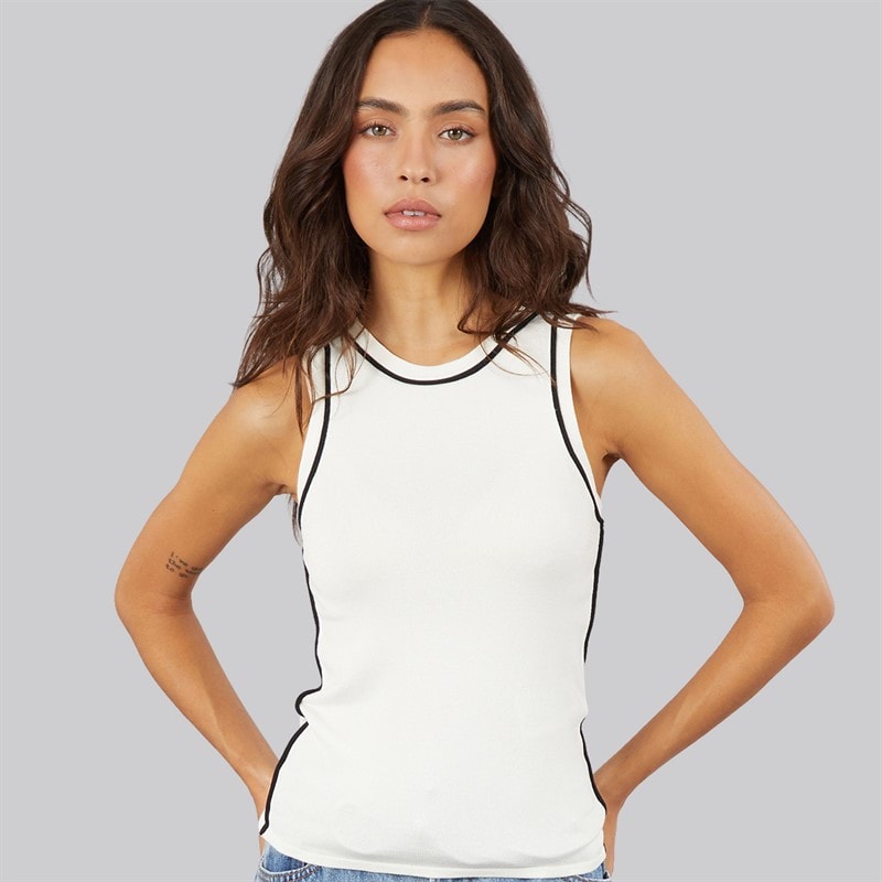 JJXX Womens Evelyn Knitted Vest Vanilla Ice/Black - Image 1