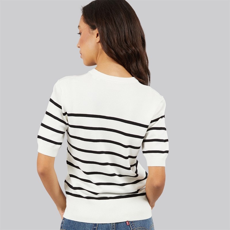 JJXX Womens Layla Knitted T-Shirt Vanilla Icestripes/Black Vanilla Icestripes:/Black - Image 2