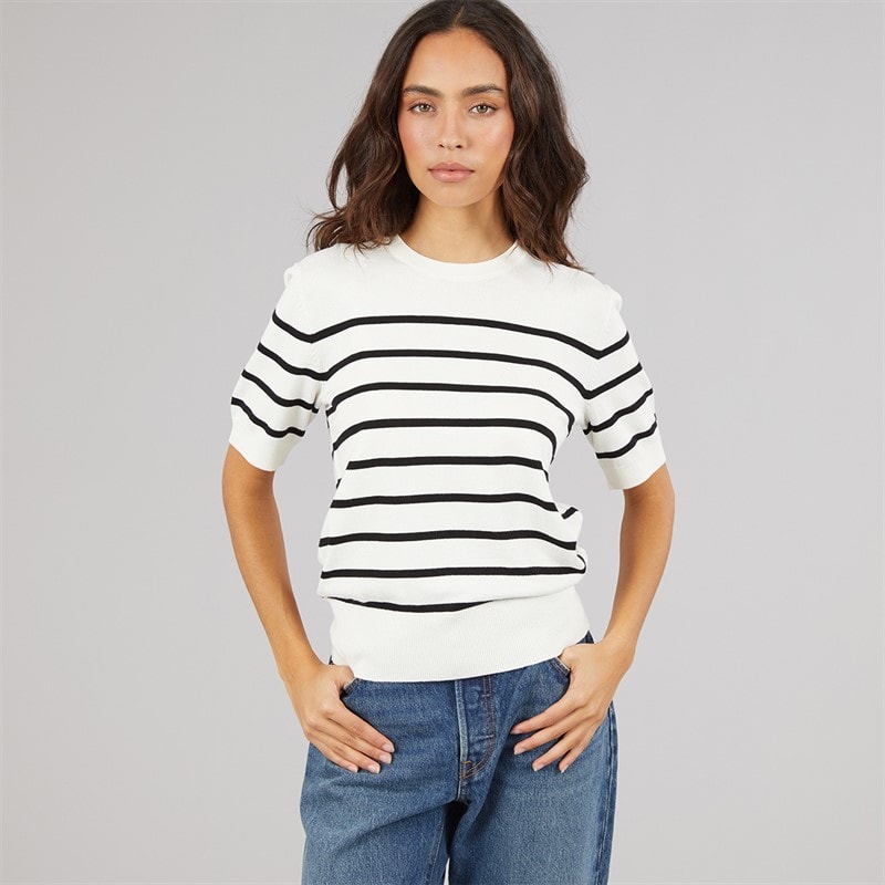 JJXX Womens Layla Knitted T-Shirt Vanilla Icestripes/Black Vanilla Icestripes:/Black - Image 3