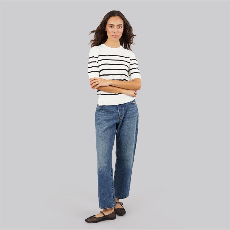 JJXX Womens Layla Knitted T-Shirt Vanilla Icestripes/Black Vanilla Icestripes:/Black - Image 4