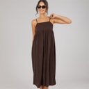 JJXX Womens Linen Blend Stripe Maxi Dress Seal Brown