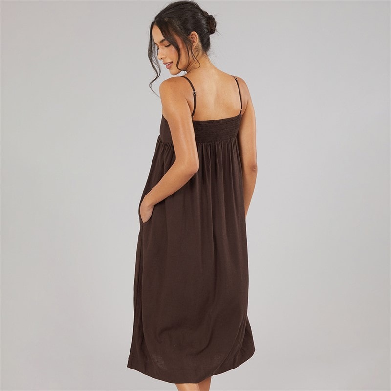 JJXX Womens Linen Blend Stripe Maxi Dress Seal Brown - Image 2