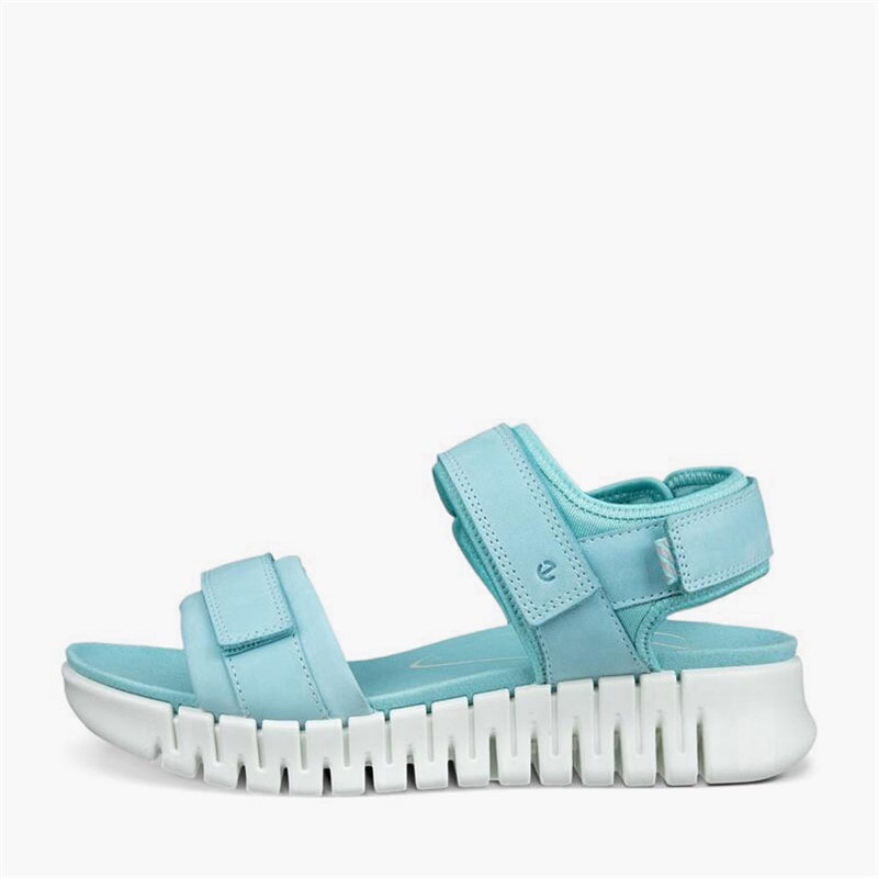 ECCO Womens Gruuv Sol Nubuck Ankle Strap Sandals Aquatic - Image 1