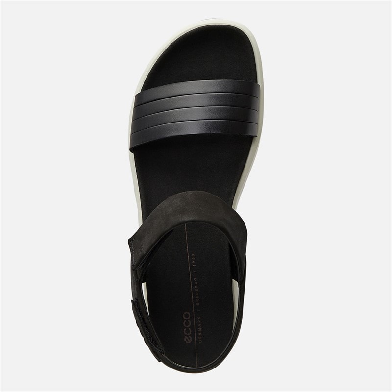 ECCO Womens Flowt Nubuck Wedge Sandals Black - Image 4