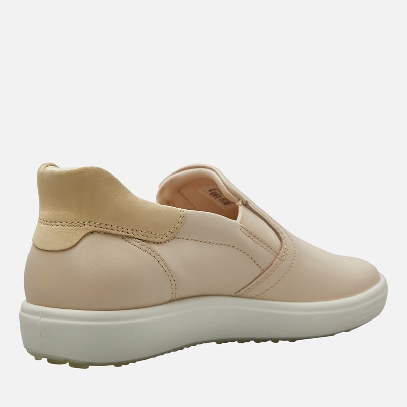 ECCO Womens Soft 7 Easy Slip Lace Trainers Beige/Limestone - Image 5
