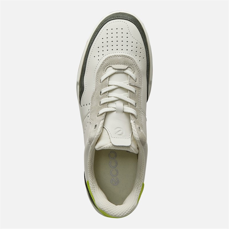 ECCO Mens Street Court Trainers White/Peat/Yellow - Image 4