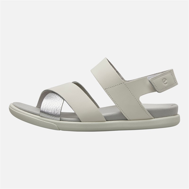 ECCO Womens Samara Leather Backstrap Sandals White/Silver - Image 1