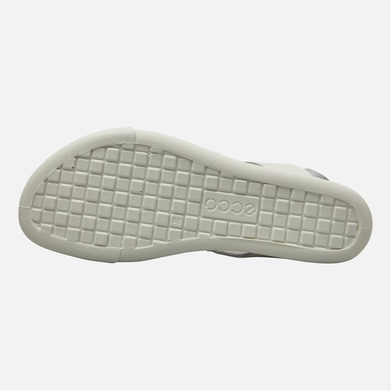 ECCO Womens Samara Leather Backstrap Sandals White/Silver - Image 2