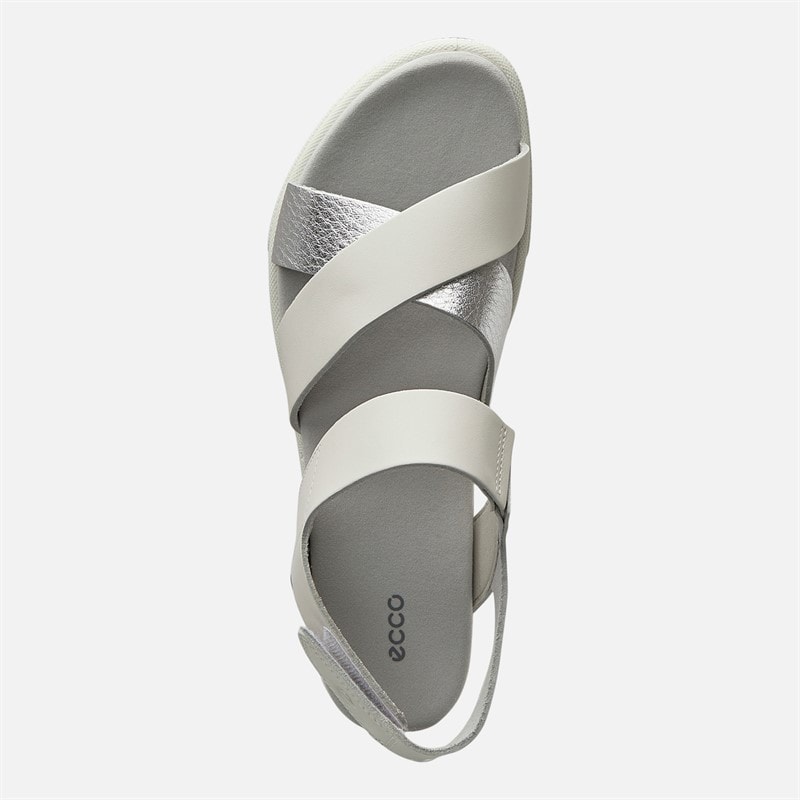 ECCO Womens Samara Leather Backstrap Sandals White/Silver - Image 4