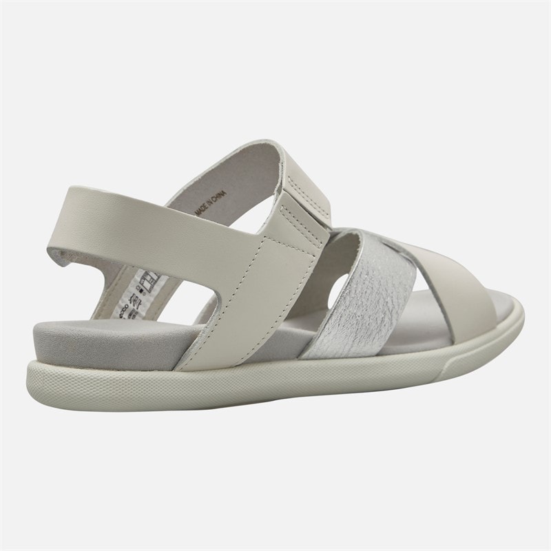 ECCO Womens Samara Leather Backstrap Sandals White/Silver - Image 5