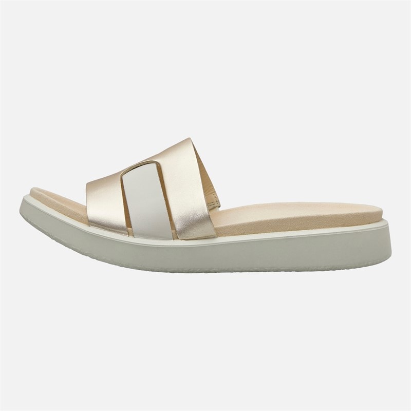 ECCO Womens Flowt Slide Sandals Gold Metallic/White - Image 1