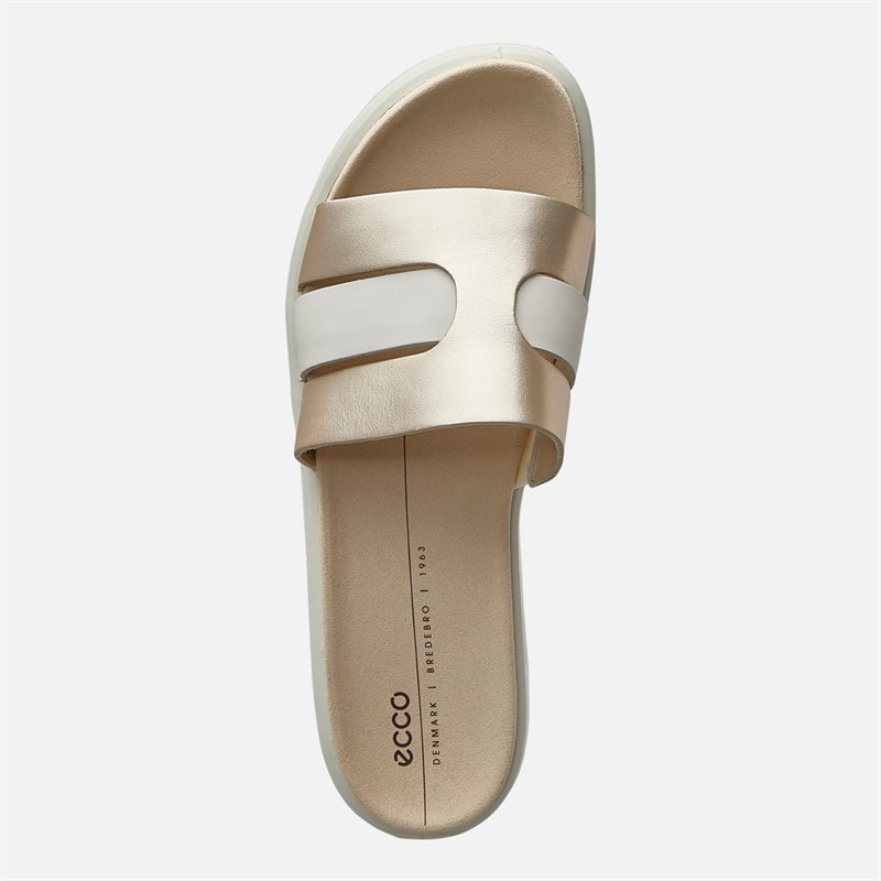 ECCO Womens Flowt Slide Sandals Gold Metallic/White - Image 4