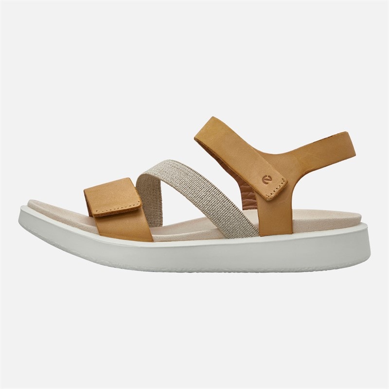 ECCO Womens Flowt Nubuck Wedge Sandals Lion - Image 1