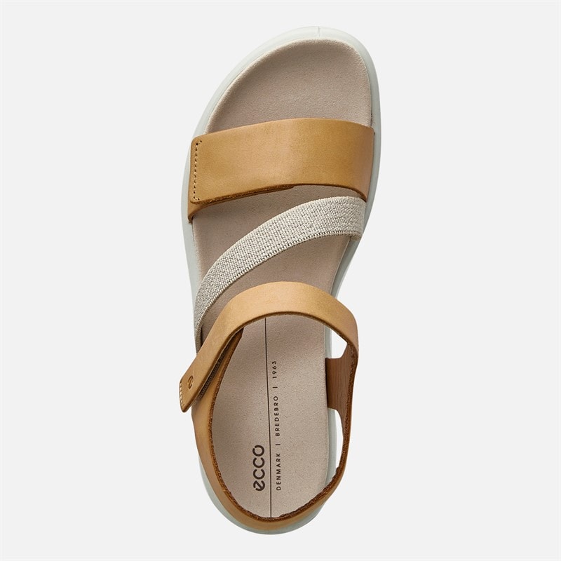 ECCO Womens Flowt Nubuck Wedge Sandals Lion - Image 4
