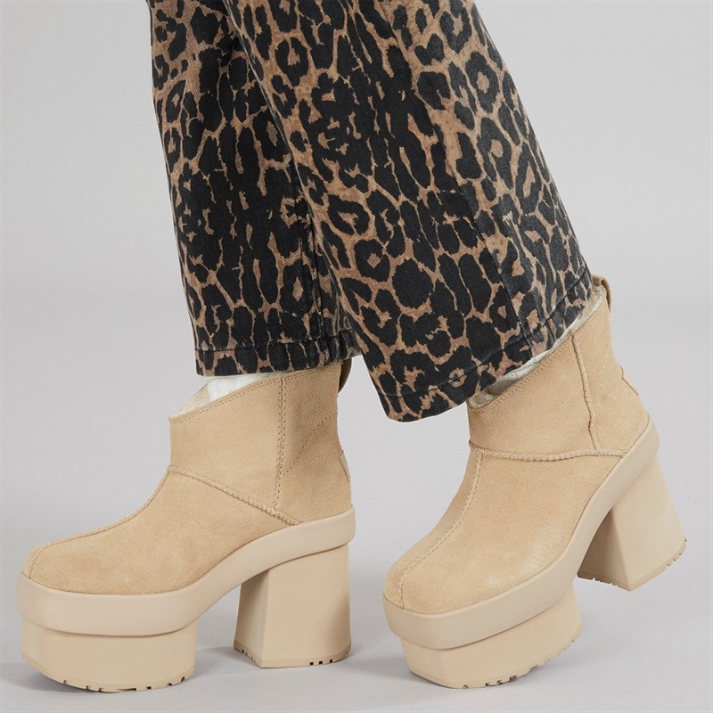 UGG® Womens New Height Platform Mini Boots Mustard Seed - Image 1