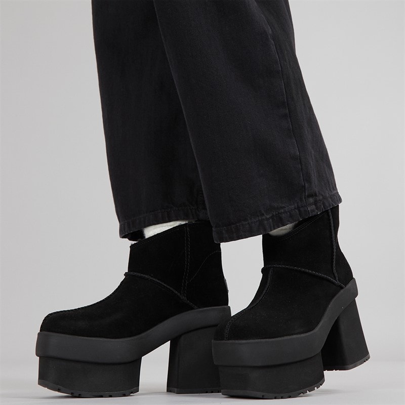 UGG® Womens New Height Platform Mini Boots Black - Image 1