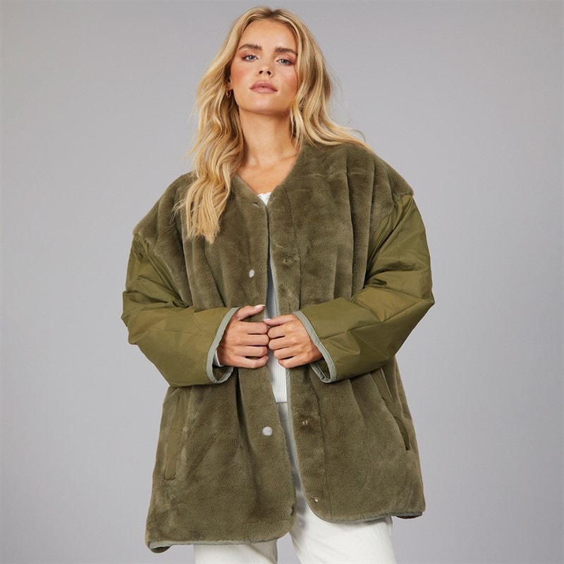 UGG® Womens Amilea Reversible Quilted Jacket Burnt Olive - Image 3