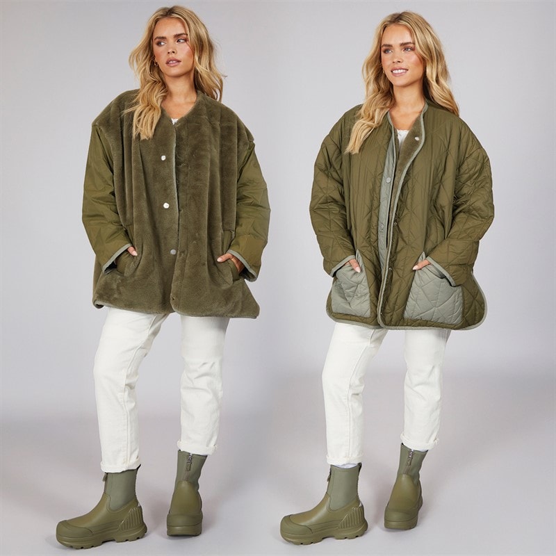 UGG® Womens Amilea Reversible Quilted Jacket Burnt Olive - Image 5