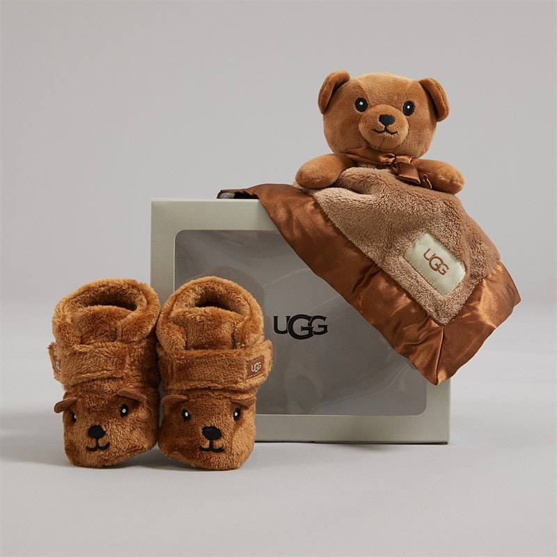 UGG® Infant Bixbie And Lovey Bear Bootie And Blanket Gift Set Chestnut