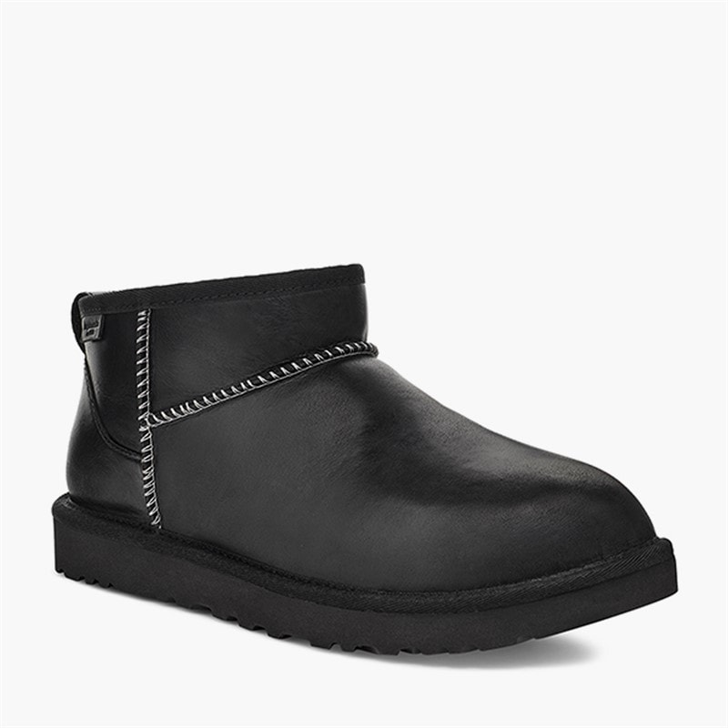 UGG® Mens Classic Ultra Mini Leather Regenerate Boots Black - Image 2