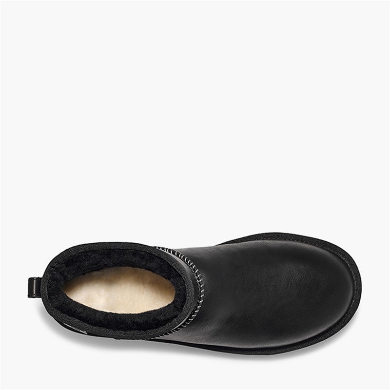 UGG® Mens Classic Ultra Mini Leather Regenerate Boots Black - Image 3