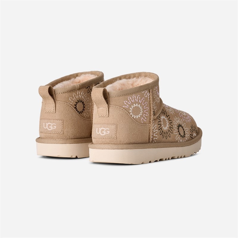 UGG® Girls Classic Ultra Mini Sun Stitch Boots Mustard Seed - Image 4