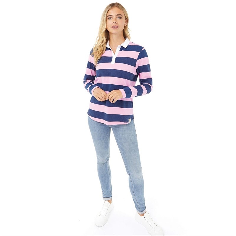 Lagooners Womens Heritage Polo Shirt Navy/Pink - Image 3