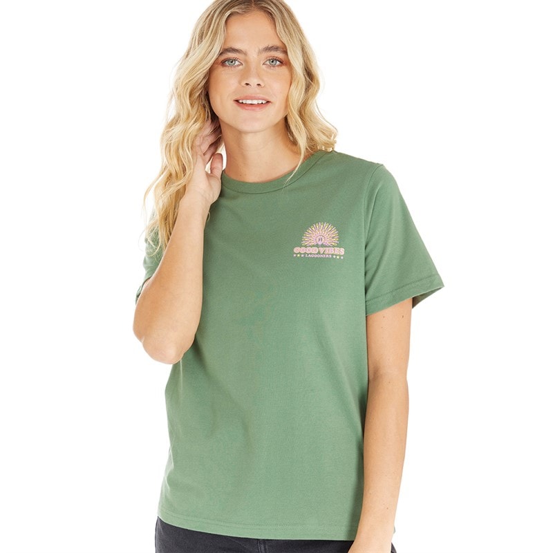 Lagooners Womens Happiness T-Shirt Khaki - Image 2