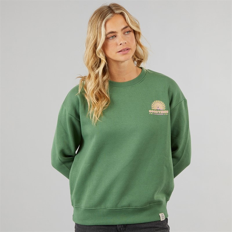 Lagooners Womens Happiness Sweatshirt Khaki - Image 2
