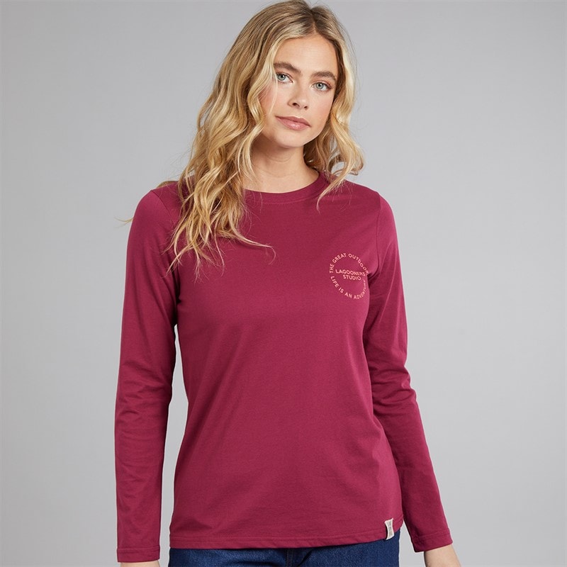 Lagooners Womens Peace And Love Long Sleeve T-Shirt Charcoal - Image 2