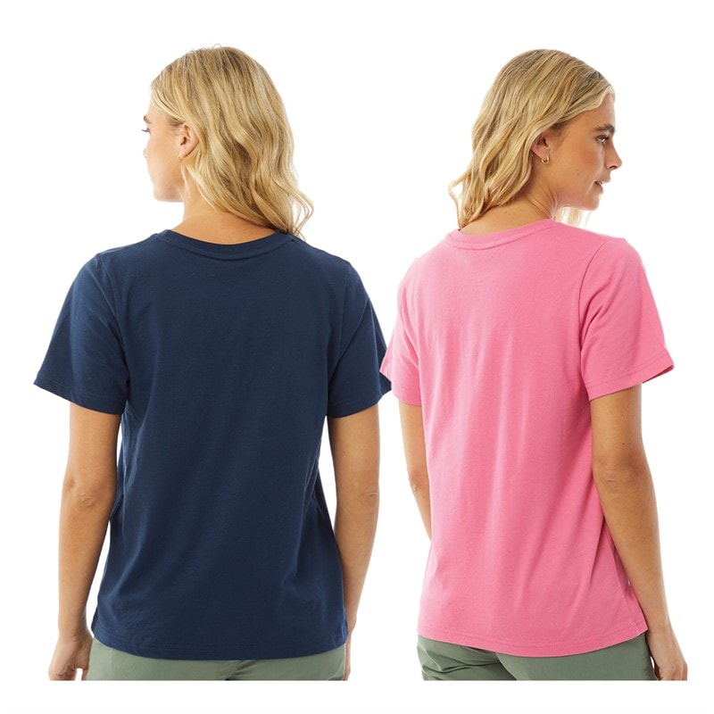 Lagooners Womens Halle Two Pack T-Shirts Pink/Navy - Image 2