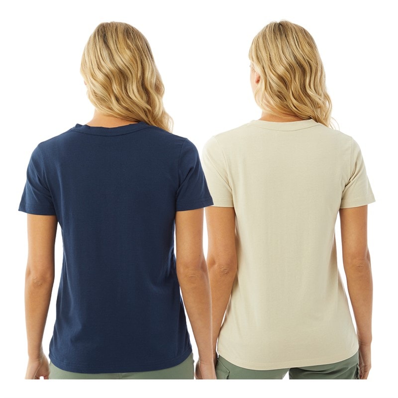 Lagooners Womens Halsey Two Pack T-Shirts Stone/Navy - Image 2
