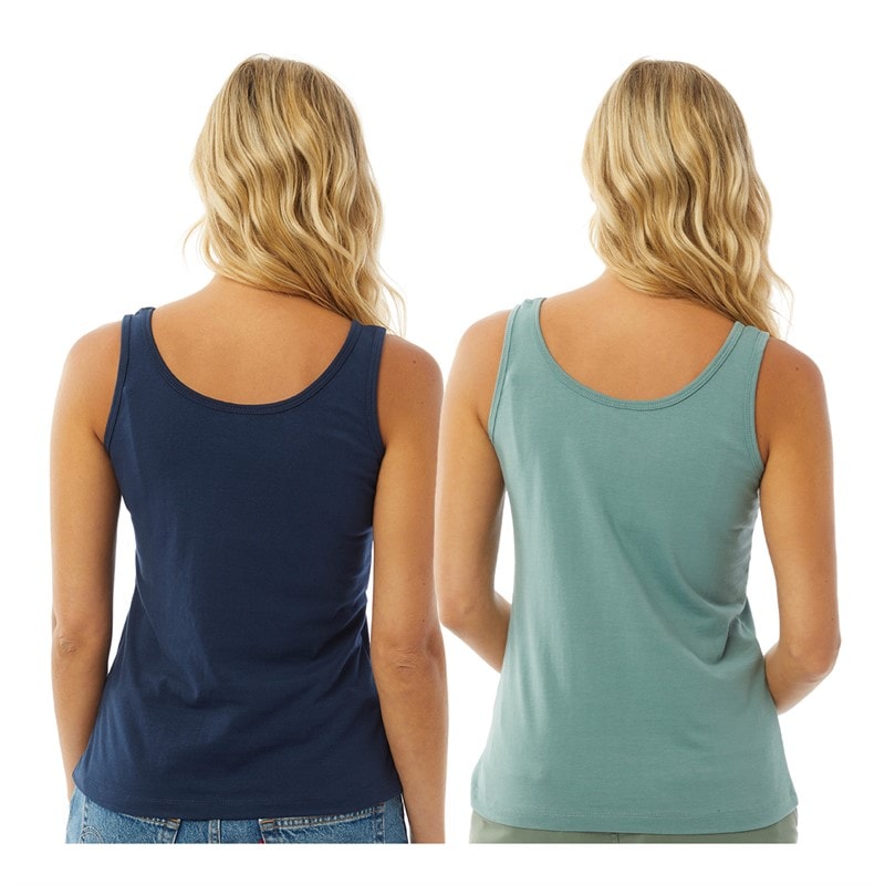 Lagooners Womens Jenny Two Pack Vests Navy/Teal Green - Image 2