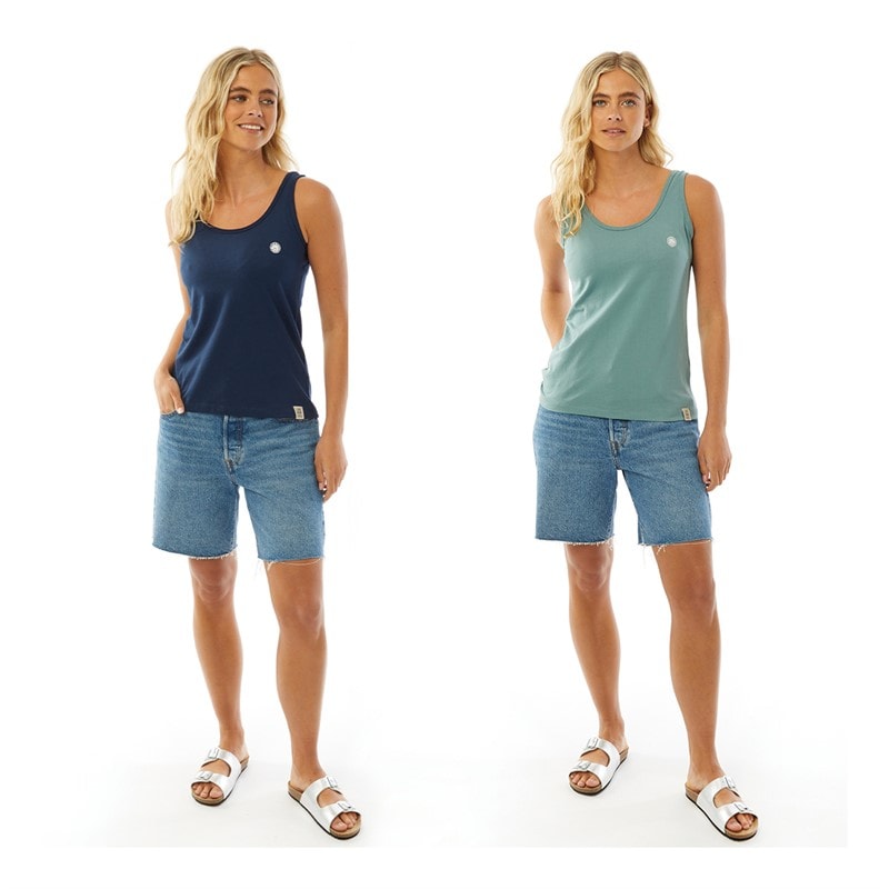 Lagooners Womens Jenny Two Pack Vests Navy/Teal Green - Image 4