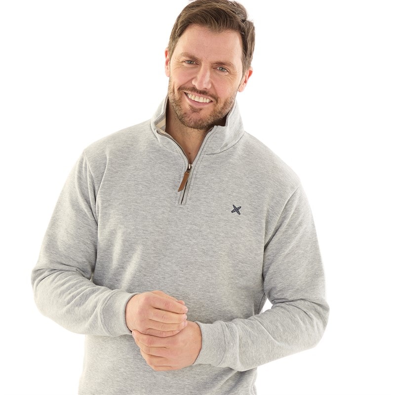 Lagooners Mens Sargasso Funnel Neck Sweat Grey Marl - Image 1