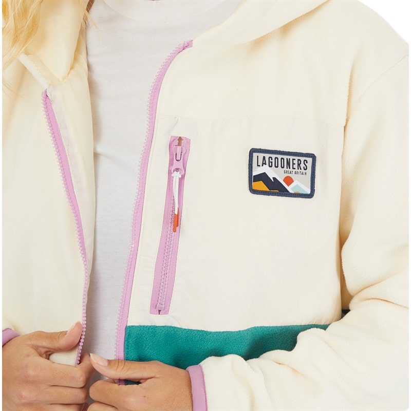 Lagooners Womens Adventure Zip Thru Fleece Ecru/Teal - Image 3