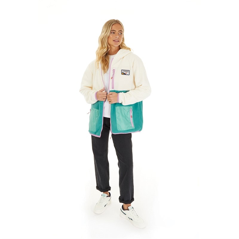 Lagooners Womens Adventure Zip Thru Fleece Ecru/Teal - Image 4