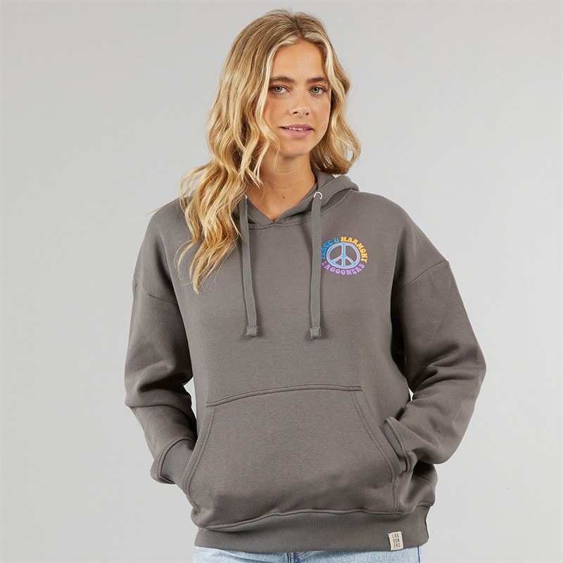 Lagooners Womens Peace And Harmony Hoodie Charcoal - Image 2