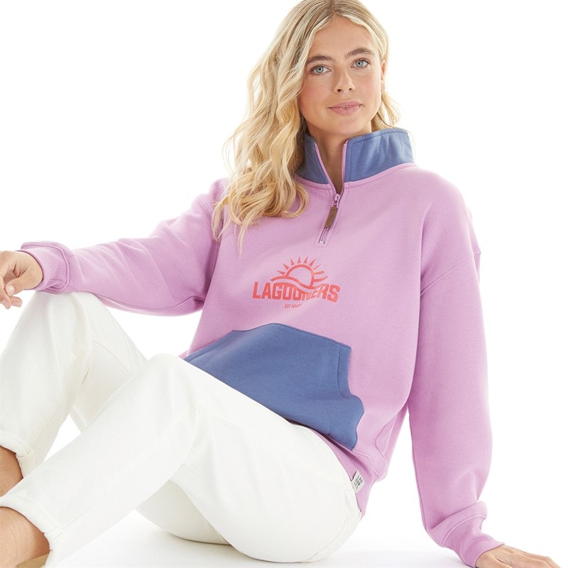 Lagooners Womens Rise Zip Neck Sweatshirt Pale Pansy - Image 1