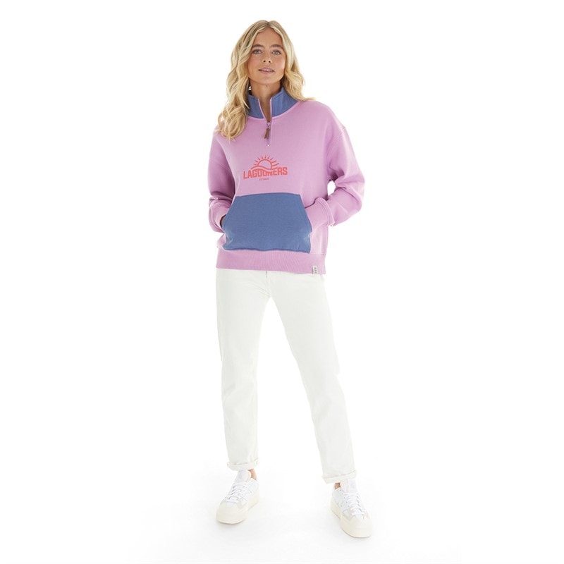 Lagooners Womens Rise Zip Neck Sweatshirt Pale Pansy - Image 3