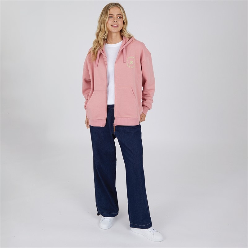 Lagooners Womens Vine Zip Thru Hoodie Peach Pink - Image 4