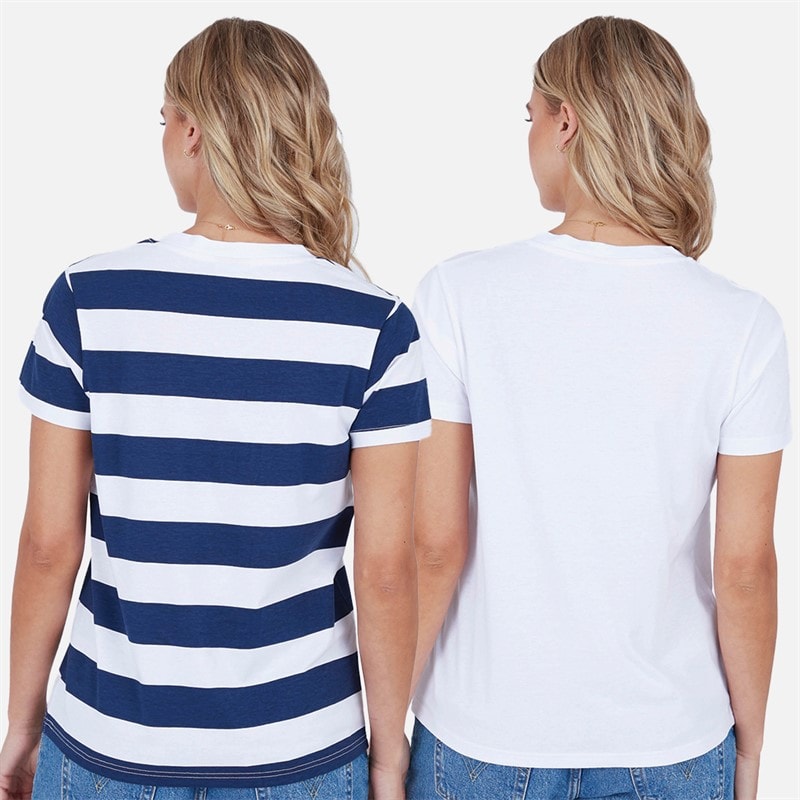 Lagooners Womens Quay Two Pack T-Shirts White/Navy - Image 2