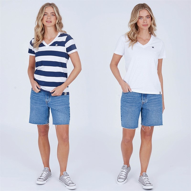 Lagooners Womens Quay Two Pack T-Shirts White/Navy - Image 3