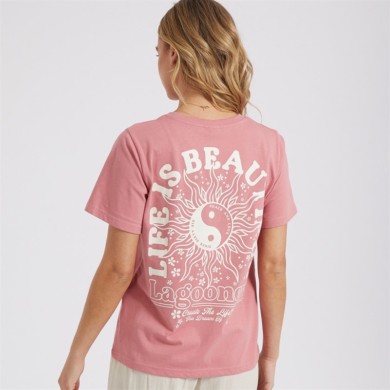 Lagooners Womens Primrose T-Shirt Peach Pink - Image 3